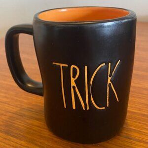 Rae Dunn Trick Treat Black and Orange Double-Sided Halloween Coffee Mug New
